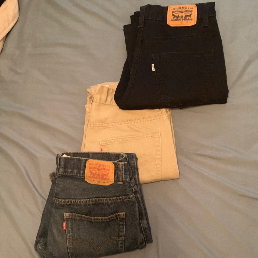 Levi's Men's Pants - Black, Beige, and Blue
